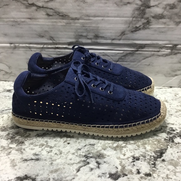 Marc Fisher Shoes - Marc Fisher Blue Suede Espadrilles Lace Up Loafers